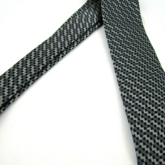 MISSONI Tie Black Gunmetal Gray ZigZag Stripes - Picture 7 of 7